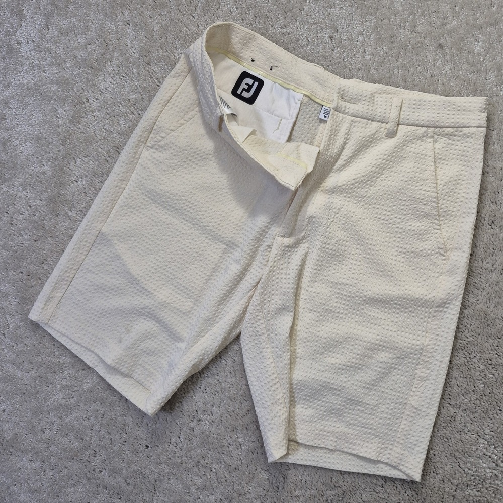 FootJoy Golf Shorts Performance Seersucker Yellow Mens 30 10 Inch Comfort Preppy